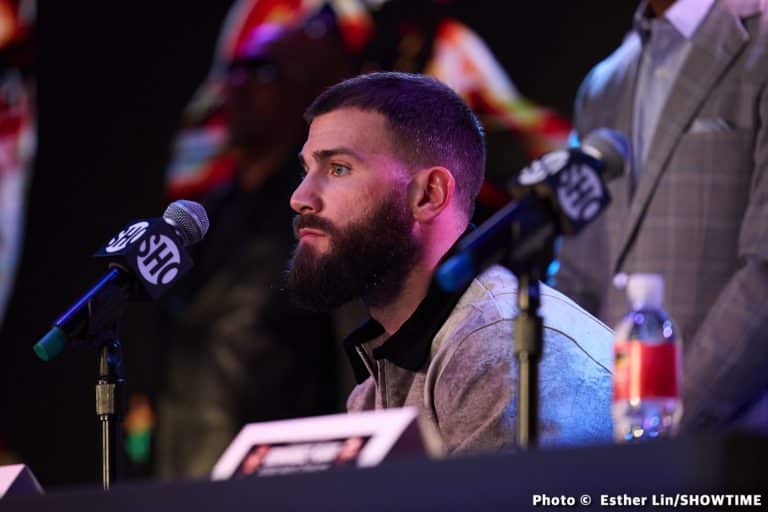 Image: Caleb Plant Lectures Trevor McCumby at LA Press Conference Ahead of Title Fight