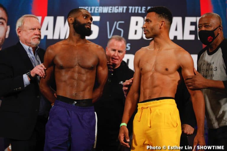 Image: Jamal James vs. Radzhab Butaev & Jaron Ennis vs. Thomas Dulorme - weights