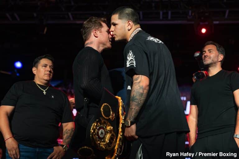 Image: Canelo Alvarez - Edgar Berlanga: Heated Face Off at Press Conference for September 14th Fight